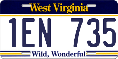 WV license plate 1EN735