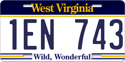 WV license plate 1EN743