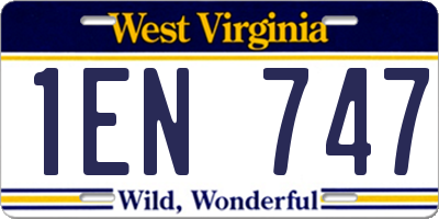 WV license plate 1EN747