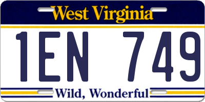 WV license plate 1EN749