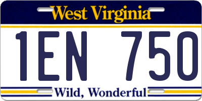 WV license plate 1EN750