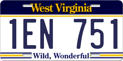 WV license plate 1EN751
