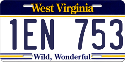 WV license plate 1EN753