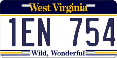WV license plate 1EN754