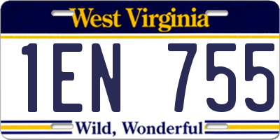 WV license plate 1EN755