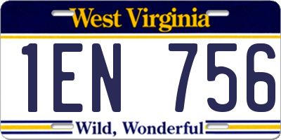 WV license plate 1EN756
