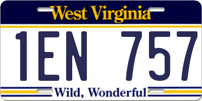 WV license plate 1EN757
