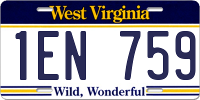 WV license plate 1EN759
