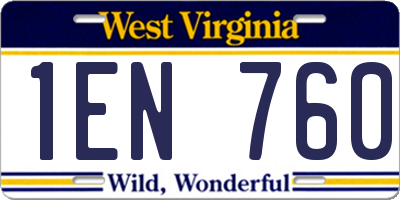 WV license plate 1EN760