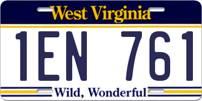 WV license plate 1EN761