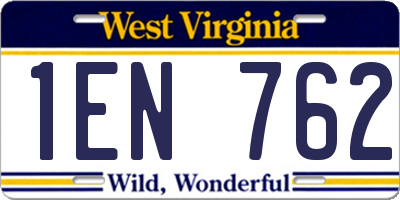 WV license plate 1EN762