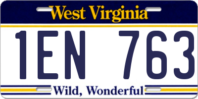 WV license plate 1EN763
