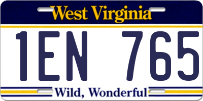 WV license plate 1EN765