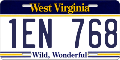 WV license plate 1EN768