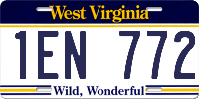 WV license plate 1EN772