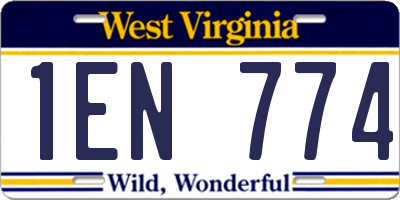 WV license plate 1EN774