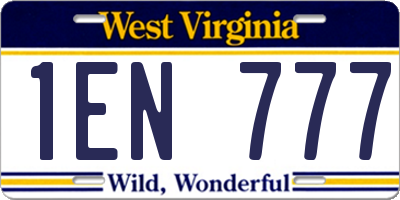 WV license plate 1EN777