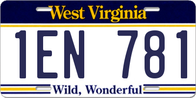 WV license plate 1EN781