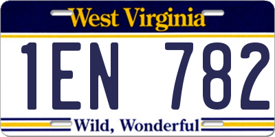 WV license plate 1EN782