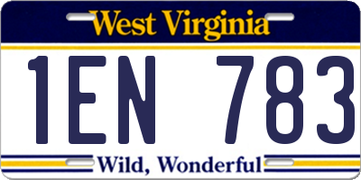 WV license plate 1EN783