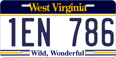 WV license plate 1EN786