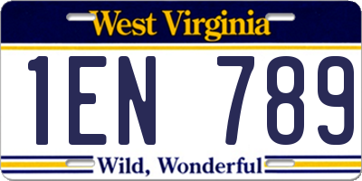 WV license plate 1EN789