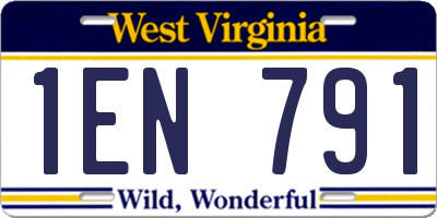 WV license plate 1EN791