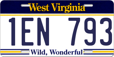 WV license plate 1EN793
