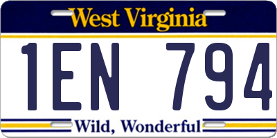 WV license plate 1EN794