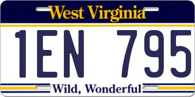 WV license plate 1EN795