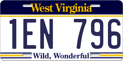 WV license plate 1EN796