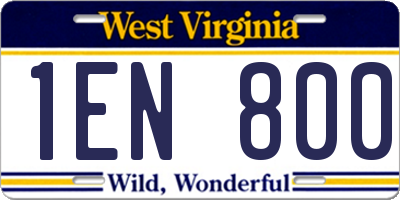 WV license plate 1EN800
