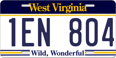 WV license plate 1EN804