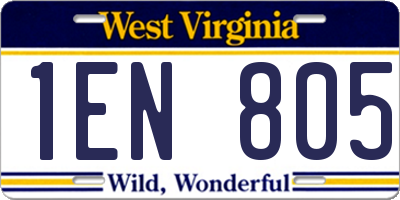 WV license plate 1EN805