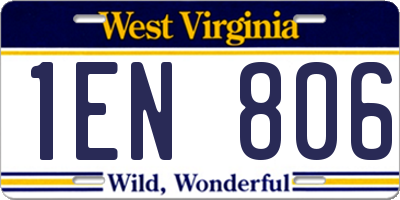 WV license plate 1EN806