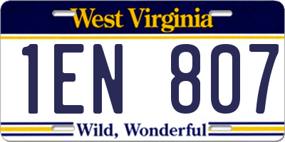WV license plate 1EN807
