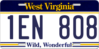WV license plate 1EN808