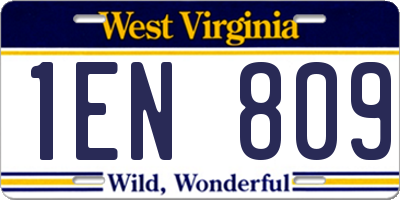WV license plate 1EN809