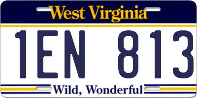 WV license plate 1EN813