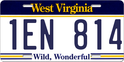 WV license plate 1EN814