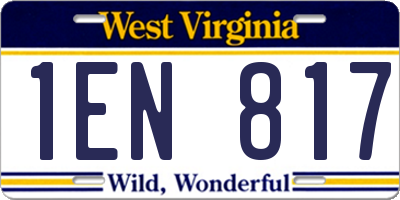 WV license plate 1EN817