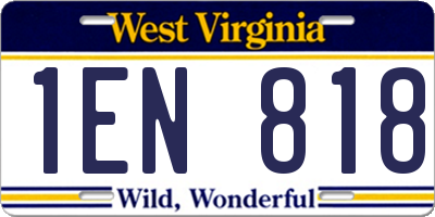 WV license plate 1EN818