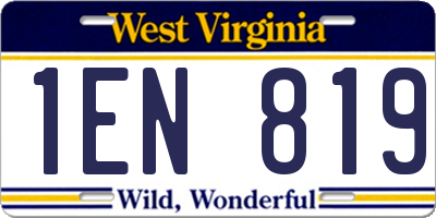 WV license plate 1EN819