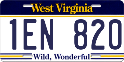 WV license plate 1EN820