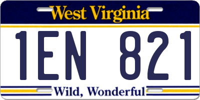 WV license plate 1EN821