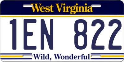 WV license plate 1EN822