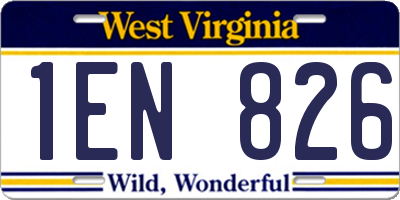 WV license plate 1EN826