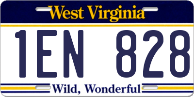 WV license plate 1EN828