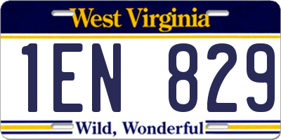 WV license plate 1EN829