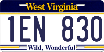 WV license plate 1EN830